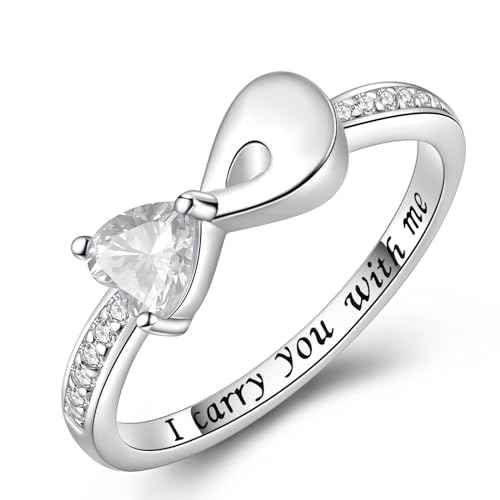 Fookduoduo Infinity Cremation Ring for Ashes - 925 Sterling Silver Cremation Urn Jewelry I Carry You with me Memorial Keepsake Locket Rings for Human/Pet Ash write CZ 6
