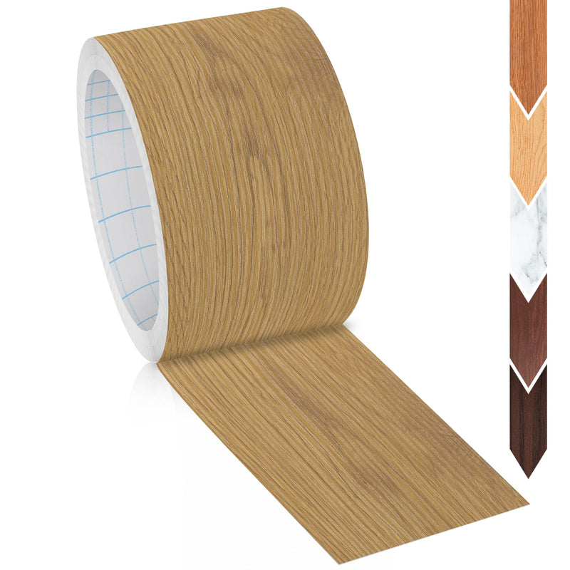 [Australia - AusPower] - Oak Wallpaper, 2.4 inch X 15ft Self Adhesive Wood Grain Repair Tape Oak Repair Patch for Tables, Chairs, Baseboards, Doors, Windows, Floors, Handicraft DIY. 2.4"x 15ft 