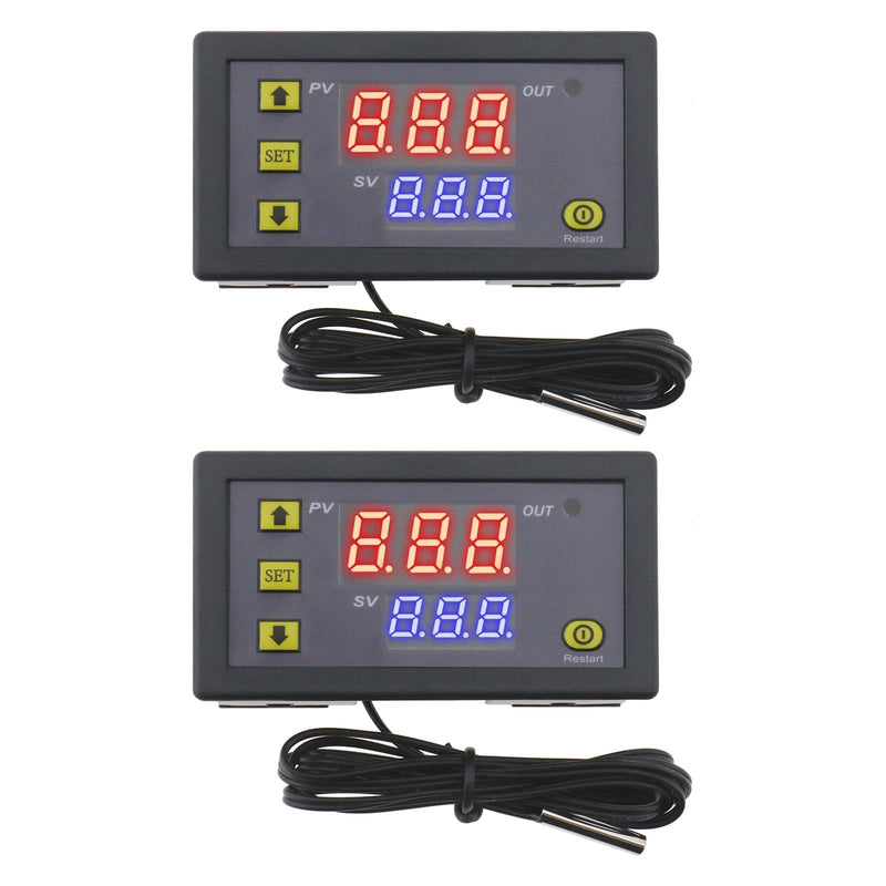 [Australia - AusPower] - The Lord of the Tools Pack of 2pcs W3230 LCD Digital Thermostat DC 12V 20A Digital Temperature Controller Regulator LED Thermostat Switch Sensor Thermostat Range -50-110 Degrees 