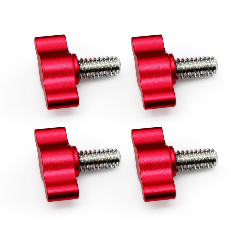 [Australia - AusPower] - Xadnitu 1/4"-20 x 1/2" Thread Thumb Screw,Stainless Steel Standard/Coarse Thread with Red Adjustable Tee Wing Aluminum Knob to Remove Replace Hand Clamping Tightening Knob Power Supply, 4 Packs 1/4"-20 x 1/2" 