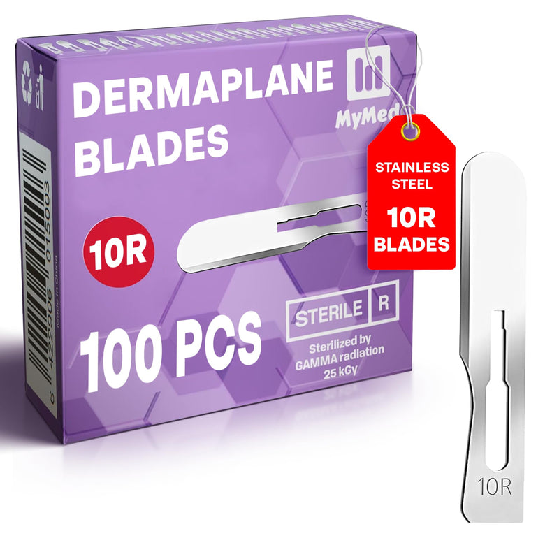 [Australia - AusPower] - Stainless Steel 10R Blades Dermaplaning 10R Pack of 100 Dermaplaning Blades 10r, Size 10r Scalpel Blades, Dermablade Dermaplane Blades 10r Individually Wrapped Disposable 10r Blades #10R Stainless Steel 