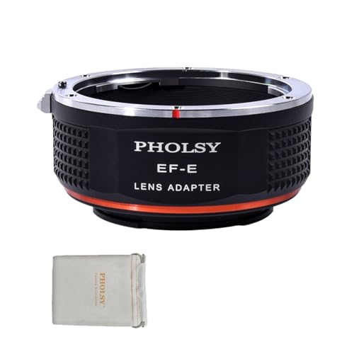 PHOLSY Lens Mount Adapter Manual Focus: Compatible with Canon EF (EF-S) Lens to Sony E (NEX) Camera Body Canon EF to Sony E