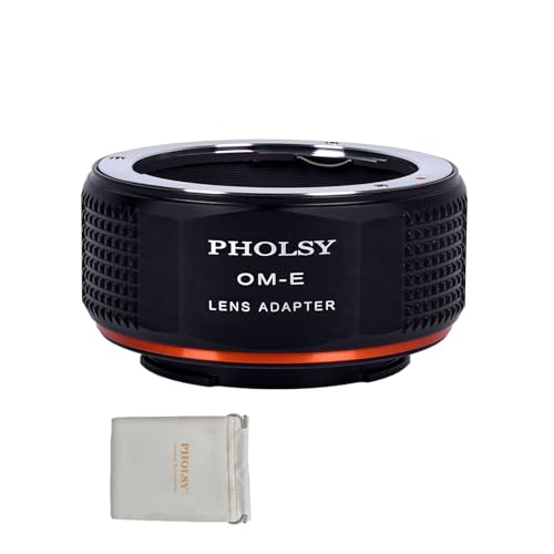 PHOLSY Lens Mount Adapter Manual Focus: Compatible with Olympus OM Lens to Sony E (NEX) Camera Body Olympus OM to Sony E