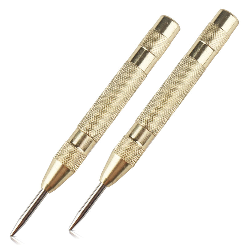 [Australia - AusPower] - 2Pcs Automatic Center Punch, 5'' Premium Spring Loaded Center Punch, Adjustable Spring Loaded Center Hole Punch, Heavy Duty Steel Automatic Center Marker Punch Tool for Metal, Wood, Glass by RNSXYAT 