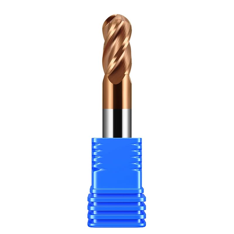 [Australia - AusPower] - 1/2" Carbide Ball Nose end Mill Bits - 1/2" Shank Dia,3'' Oal - 4 Flutes TISIN Coated - for Alloy Steels, Hardened Steels 1/2 in 