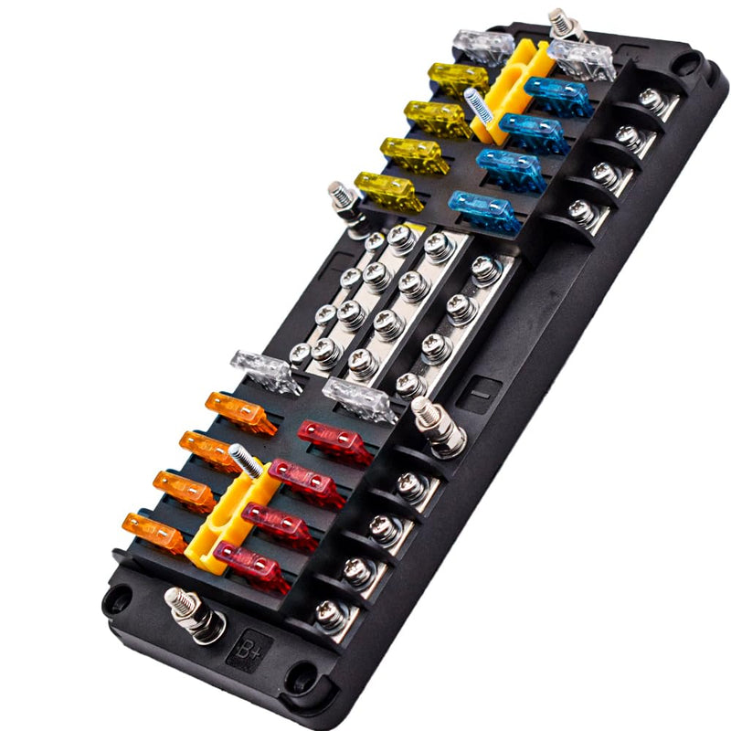 [Australia - AusPower] - 20 Way Blade Fuse Block 16 Circuit Fuse Holder Fuse DC SUB Panel with Ground and Cover for Car Boat Marine Trike Car Truck Vehicle SUV Yacht RV 