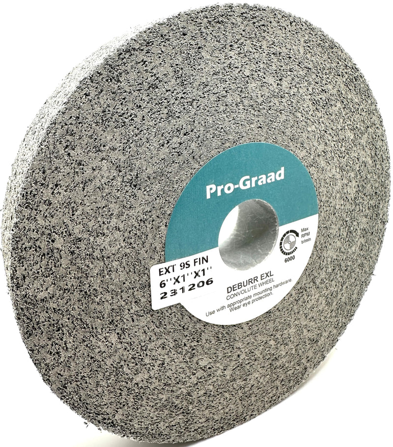 [Australia - AusPower] - EXT Deburring Wheel - 6" x 1" x 1" 9S Fine Grit - Silicon Carbide - Metal Deburring, Finishing and Polishing Wheel – Excels on Titanium, Stainless & Tough Alloys - Convolute - (1 Pack) 