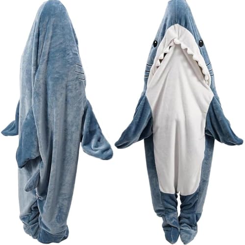 Shark Blanket Hoodie Onesie,Wearable Shark Blanket Soft Cozy Shark Onesie,Shark Costume for Adult Shark Sleeping Bag Xl: for 61-67 Inch Height