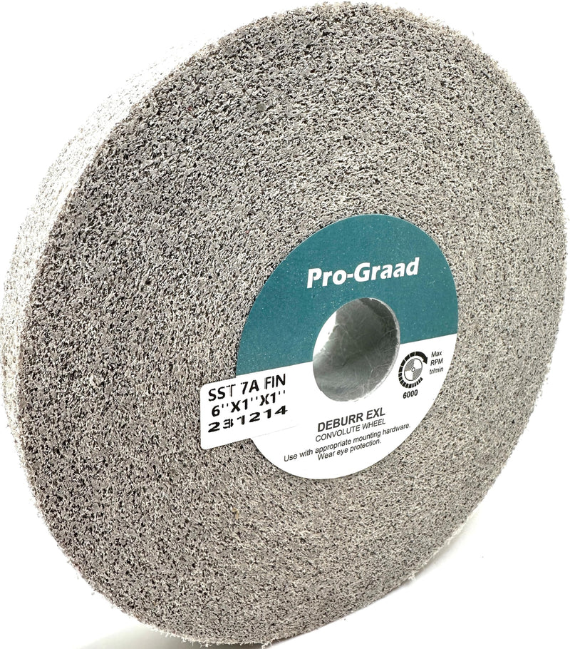 [Australia - AusPower] - SST Deburring Wheel - 6" x 1" x 1" 7A Fine Grit – Aluminum Oxide – Excels on Titanium, Stainless & Tough Alloys, Deburring, Finishing and Polishing Wheel – Convolute - (1 Pack) 