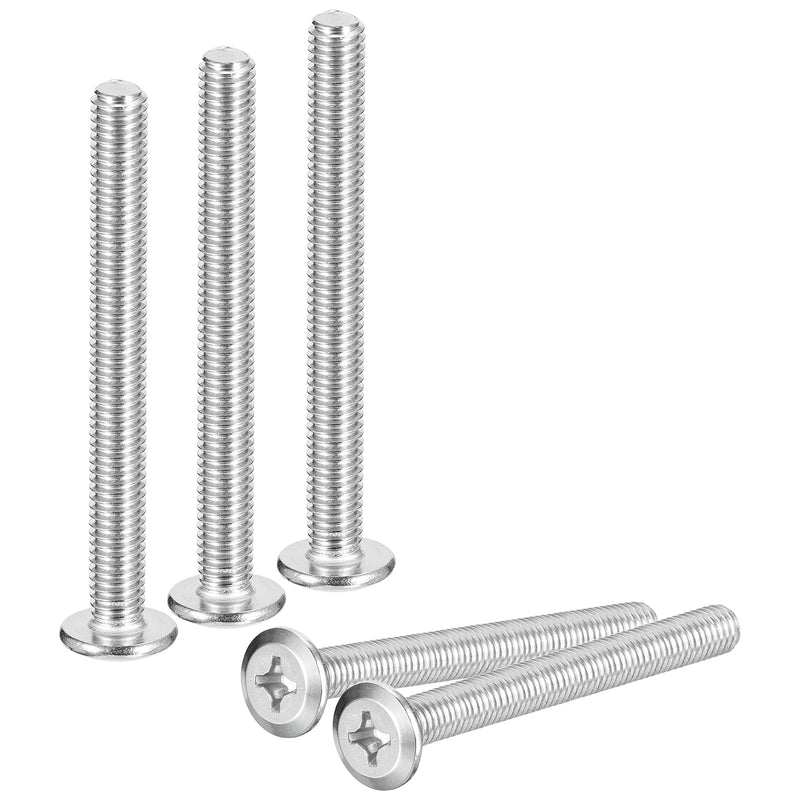 [Australia - AusPower] - uxcell M6x60mm Flat Round Head Phillips Head Screws, 10Pcs 304 Stainless Steel Phillips Drive Machine Screw, Full Thread, Bright Finish, Furniture Screw Connection Bolt Screw 10 