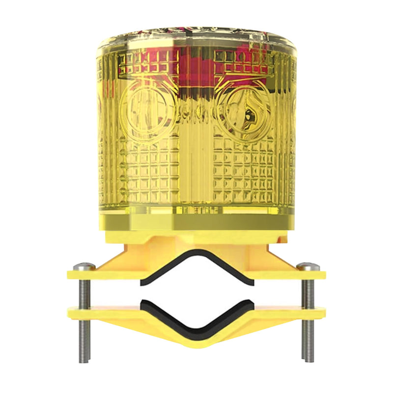 [Australia - AusPower] - Solar Strobe Warning Light: IP54 Waterproof Flashing Safety Light High Bright LED Warning Lamp Traffic Light for Construction, Factory, Safety Road Sign, Dock Marine Beacon (Yellow) Yellow 