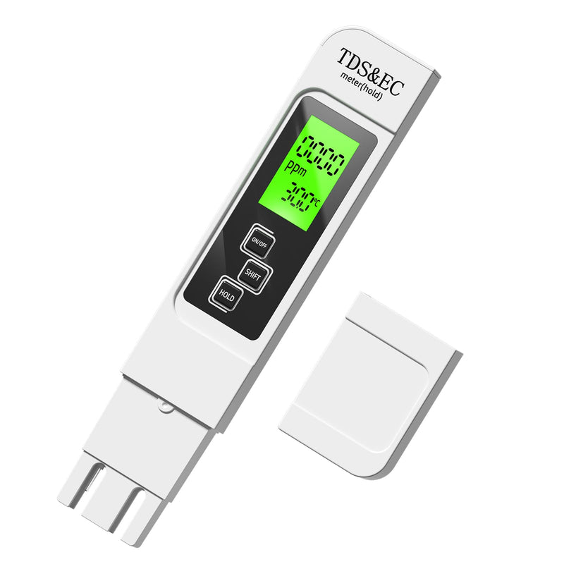 [Australia - AusPower] - 3 in 1 TDS Meter - TDS EC & Temperature(°C,°F) Meter,Accurate & Reliable Digital Water Testing kits for Drinking Water Quality, Tap, Well, Swimming Pool,Hydroponics, Aquarium, RO/DI System, WHITE 