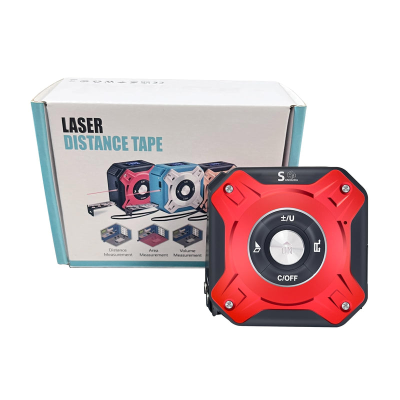 2 in 1 Laser Tape Measure with Level | 131ft/40M Laser Distance Meter Display On Backlit LCD Screen with 16ft/5m AutoLock Measuring Tape | Ft/Inch/Fractions/M/mm (Red 2in1 Laser)