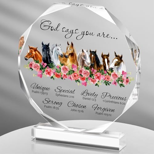 Gerrii Christian Birthday Gifts for Women Bible Verse Acrylic Plaque Horse