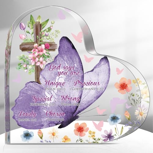 Gerrii Christian Gifts for Women Inspirational Religious Gift Bible Verse Desk Decor Spiritual Acrylic Plaque Decorative Sign Mom Gifts for Mother's Day Birthday Sister Friends(Cute Butterfly) Cute Butterfly