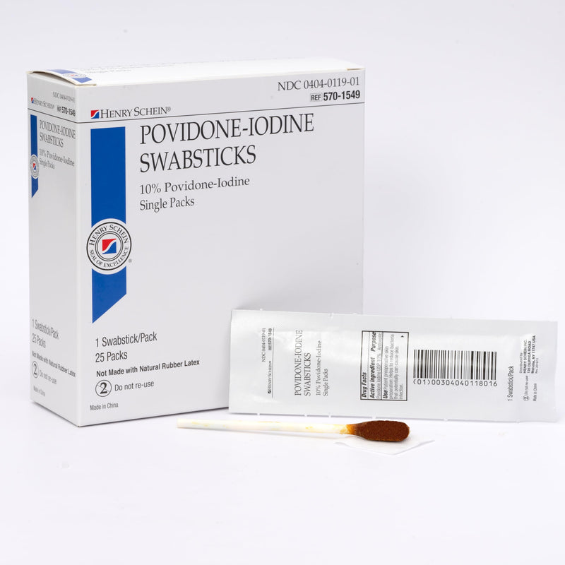 [Australia - AusPower] - Prep Povidone-Iodine Swabsticks 1's- Individually Packed, Sterile, Antiseptic for Skin Preparation, 10% Povidone-Iodine- 25/BX 