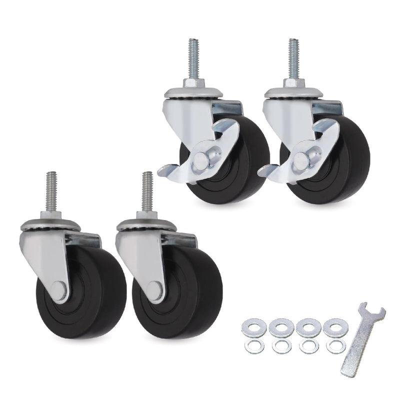 [Australia - AusPower] - AXL 5/16 Threaded Stem Casters, 2 Inch Caster Wheels, Stem Diameter 5/16", Stem Length 1 Inch, Replacement Wheels for Shelves, Trolley, Furniture (Pack of 4, 2 with Brake & 2 without) 5/16x25mm with 2 INCH CASTER 