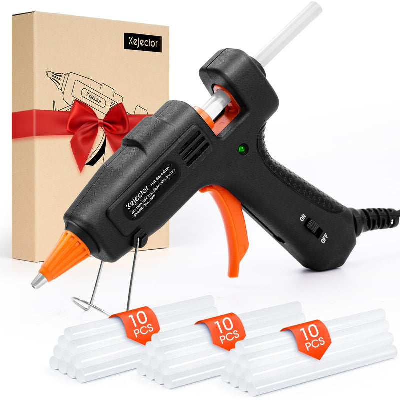 [Australia - AusPower] - Kejector Fireproof Glue Gun with 30 Glue Sticks, Hot Glue Gun Fast Preheating, Hot Glue Gun Kit for School Crafts DIY Arts Quick Home Repairs, 20W Black 