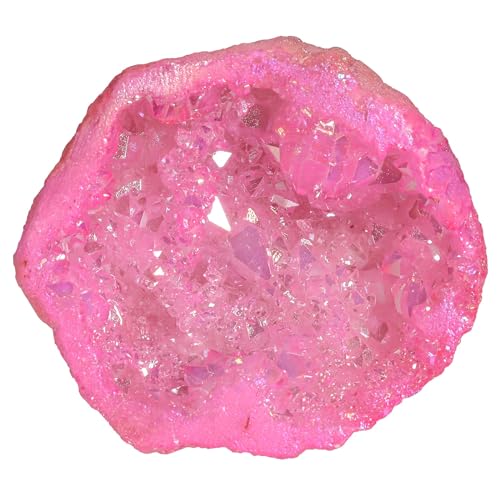 Sportmusies Irregular Titanium Coated Geode Crystal Cluster, Pink #1-pink