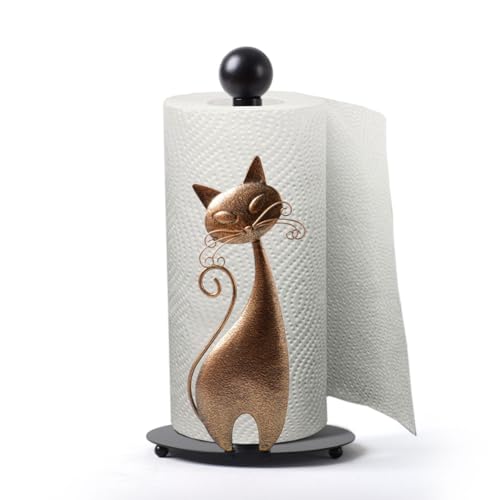 HAUCOZE Cat Paper Towel Holder Countertop Metal Paper Roll Stand 13.4 Inch