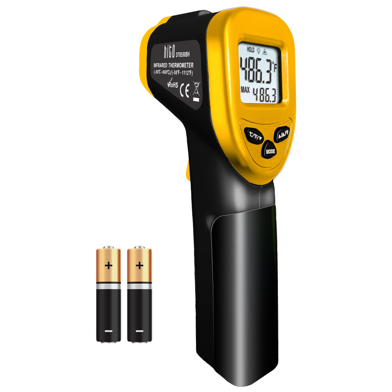 [Australia - AusPower] - hito Infrared Thermometer Gun Laser Temperature Gun -58°F to 1112°F, Temp Gun for Pizza Oven, Cooking, Refrigerator, Pool, Reptiles, Air Conditioner, for Surface Temperature of Meat, Food, Liquid Yellow 