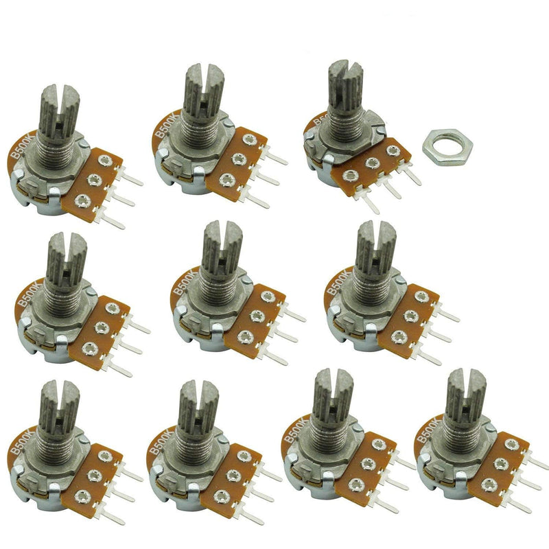 [Australia - AusPower] - 10PCS B500K 500K Ohm Adjustment Single Linear Rotary Taper Potentiometer Shaft 15mm 