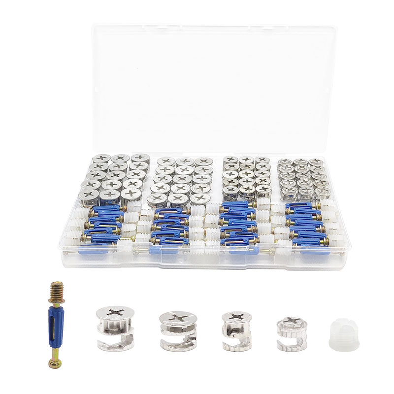 [Australia - AusPower] - Furniture Cam Lock Fasteners, 120Pcs 3 in 1 Eccentric Wheels Furniture Cam Lock Nuts and and Cam Screws, Furniture Hardware Connecting Cam Lock Connectors Bolt Fittings for Drawer Dresser Cabinet 