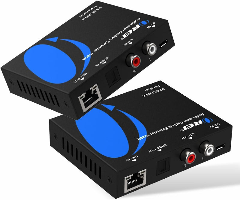 [Australia - AusPower] - OREI Audio Over Cat5e/6 Extender Upto 900 Feet - Extend Digital Optical Coxial Toslink Signal Over LAN Ethernet Power Over Cable for Long Distance Extension Dolby Digital, DTS 4.1, DTS-HD, PCM 