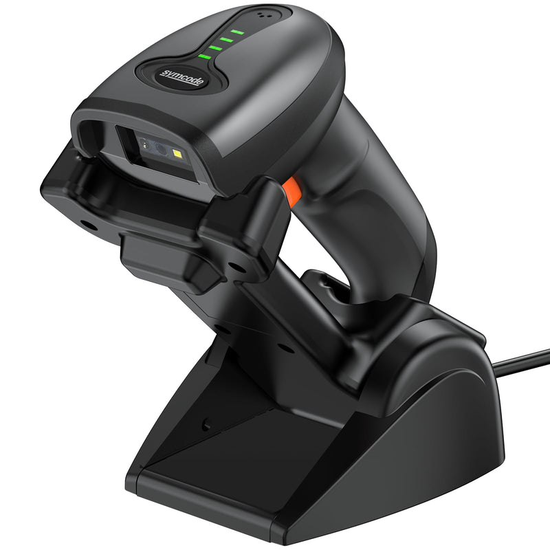 [Australia - AusPower] - Symcode QR Industrial Bluetooth Barcode Scanner with Wireless Charging Stand, Wireless 2D 1D Bar Code Scanner Drop Protection Shock Dust Proof Hands Free Auto-Sensing Stand Barcode Scanner 2D Barcode Scanner with Wireless Charging Stand 