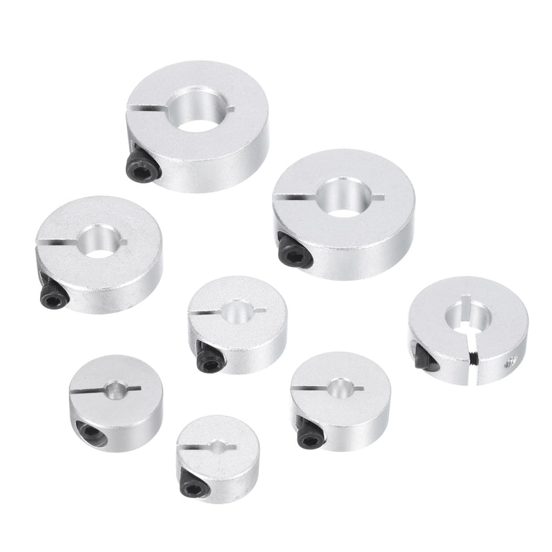 [Australia - AusPower] - uxcell 8pcs Single Split Shaft Collar Set 3mm 4mm 5mm 6mm 8mm 9mm 11mm 12mm Bore Drill Stop Collar Set, Aluminum Alloy Set Screw Split Clamping Collars 