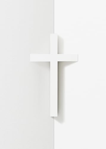 mosery Corner Attached Wall Cross 5.9" Magnetic Religious Cross for Church Room Decoration, Spiritual Christian Gifts, Christmas Decor (White) 1EA/Pack