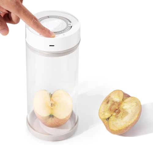Minidiva Smart Vacuum Container, Automatic Electric Airtight Glass Jar for Food Coffee Storage Meal Prep (White-1350ml-1) 1350ml