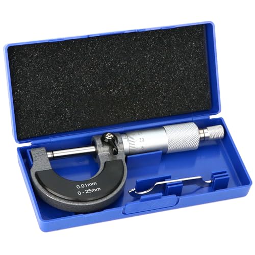 QWORK Micrometer, Micrometer, High Precision Measurement 0-25 mm, 0.01 mm Resolution