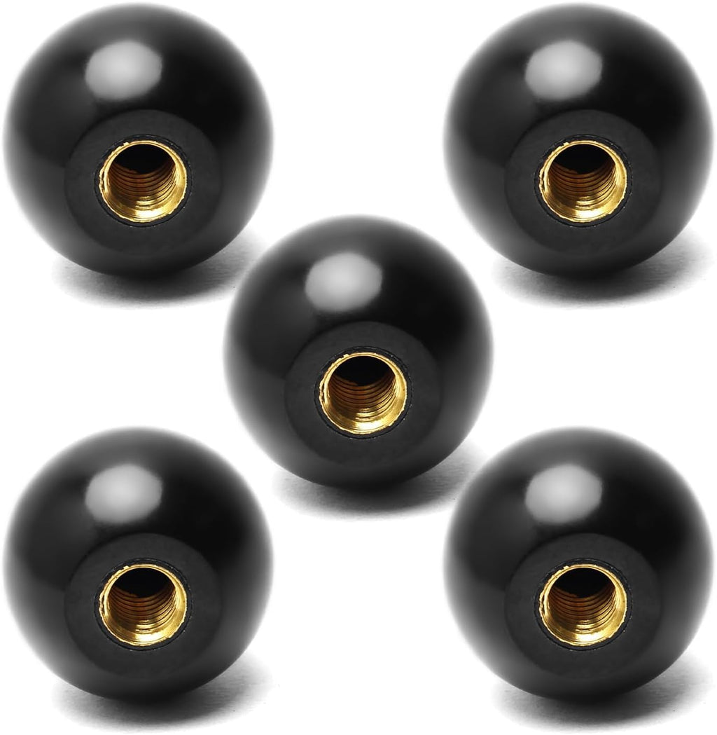 Othmro 5Pcs Threaded Ball Knobs, 1 1/4" Dia M8 Female Thread Black Bakelite Handle Thermoset Ball Knob for Lawn Mowers Exercise Equipment Machinery Valves Spigots