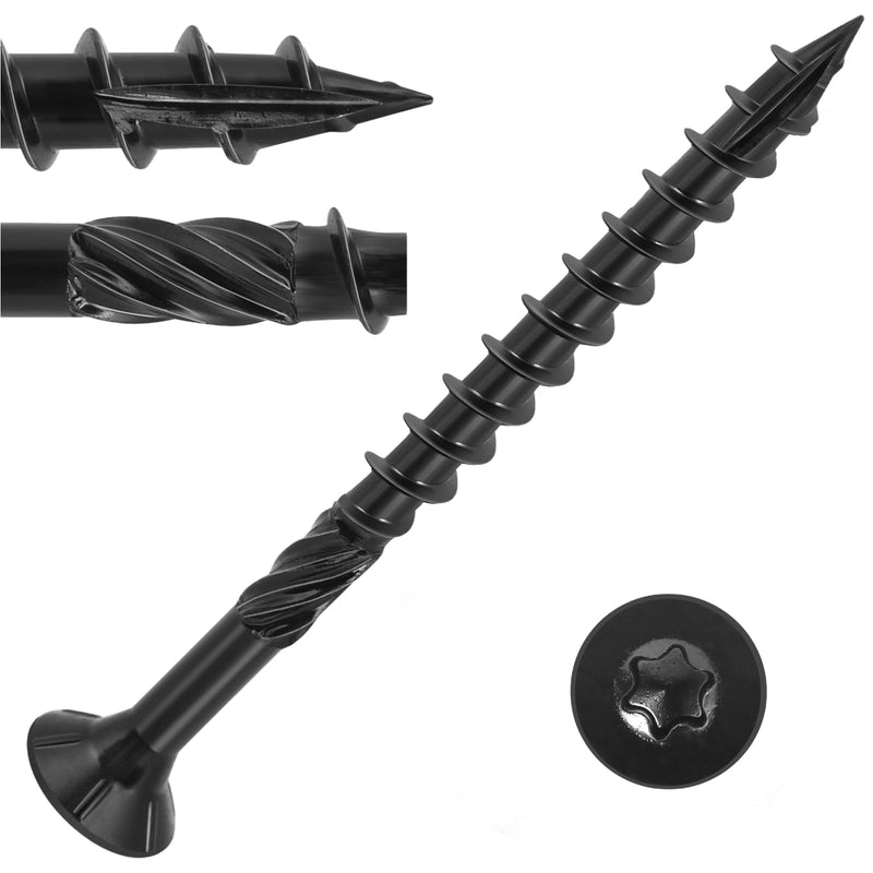 [Australia - AusPower] - Deck Screws 3 inch,Heavy Duty Exterior Wood Screws,Torx Drive Head Deck Screw Black Rust Resistant Epoxy Coated,Long Outdoor Decking Screws with Star Bit,for Fence,Timber(60pcs) 3" 