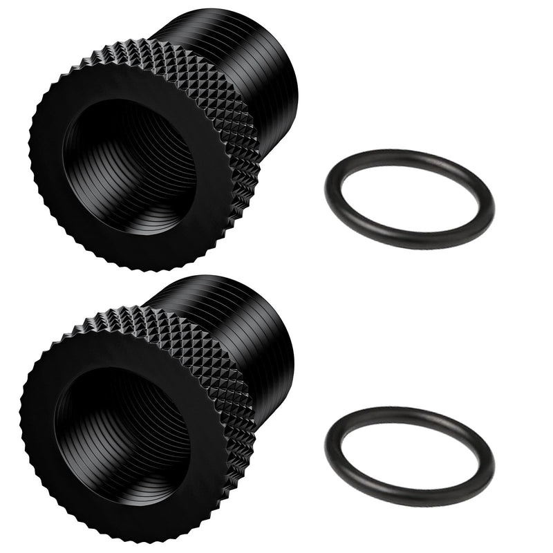 [Australia - AusPower] - 2 Pack Thread Adapters and Washers，1/2x28 to 3/4x16 Steel Thread Protector with Rubber Washer (Black) (1/2x28-3/4x16) 1/2x28-3/4x16 