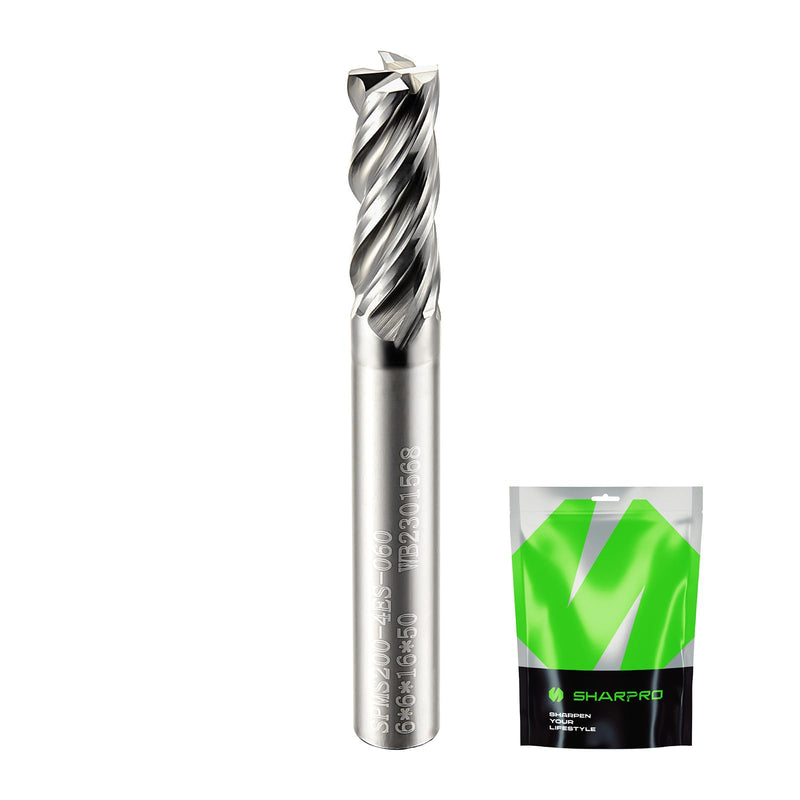 [Australia - AusPower] - 6mm Shank End Mill Bit 6mm Cutting DIA. 4 Flutes AlCrN Coated Carbide Square CNC Milling Bit, Apply for Alloy Steel, Stainless Steel, Cast Iron and Aluminum Cutting 6mm SHK 6mm DIA 1 