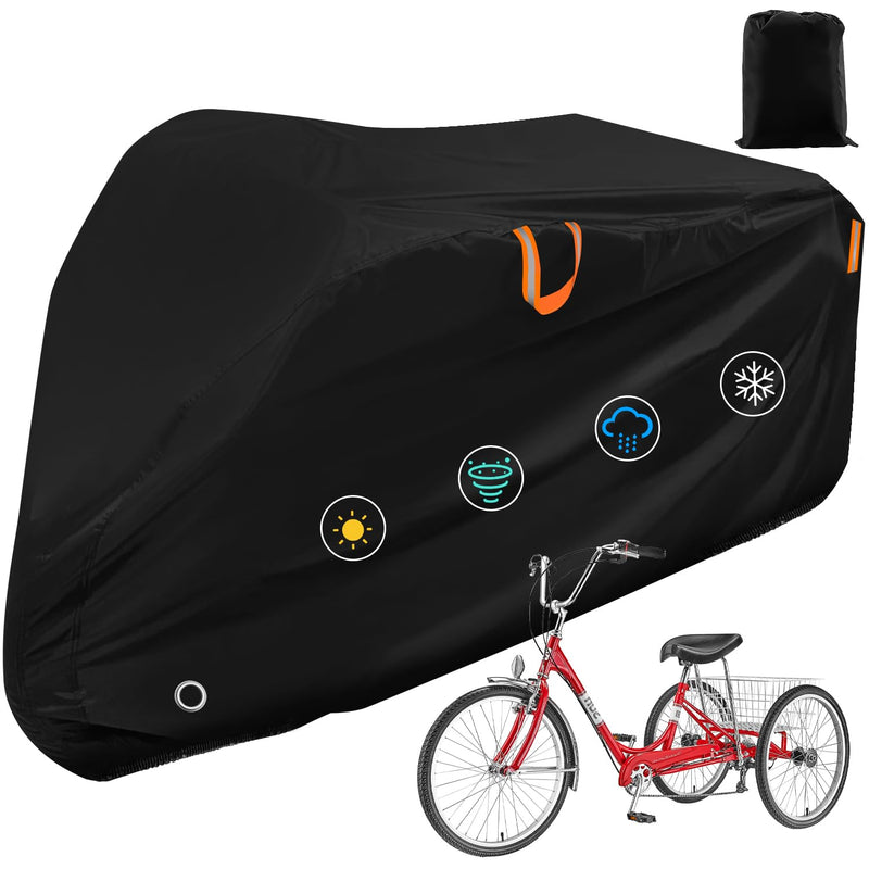 [Australia - AusPower] - Adult Tricycle Cover Outdoor Storage Waterproof ,Heavy Duty Anti-UV 420D Tearproof Bike Covers Fit for Electric Trike,3 Wheels eTrike Bicycle, All Weather Use,Windproof Buckle,Lock Hole 