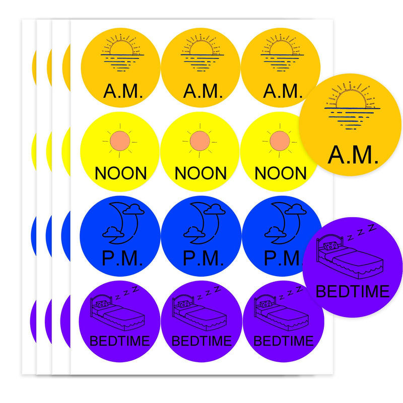 [Australia - AusPower] - Medicine Stickers Medication Instruction Label 1 Inch Morning Noon Evening Bedtime Medicine Reminder Stickers for Pill Case Planner(600 Pcs) 