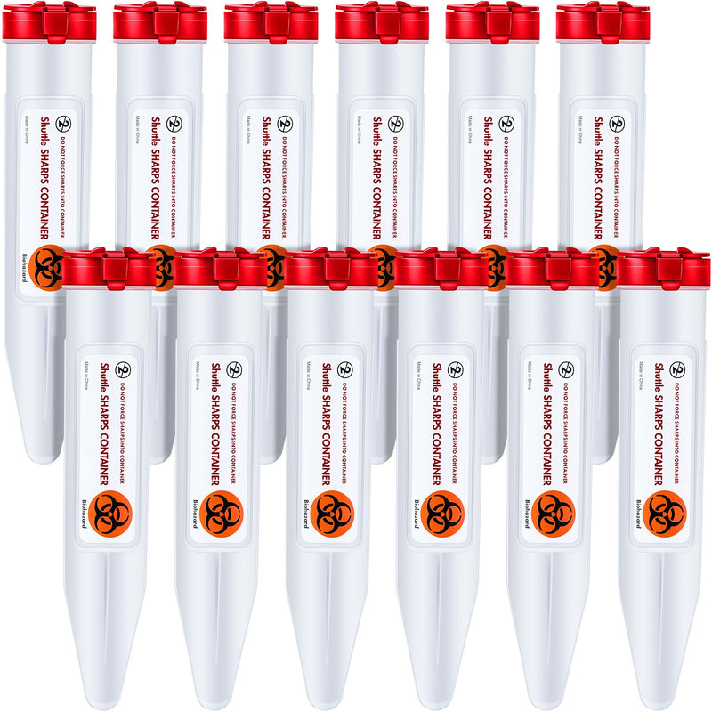 [Australia - AusPower] - Fabbay 12 Pcs Travel Sharps Container Disposal Transportable Sharps with Locking Mechanism Needle Disposal Containers Small Sharps Container Single Use Transportable Container, 6.5 x 1.38 Inches 