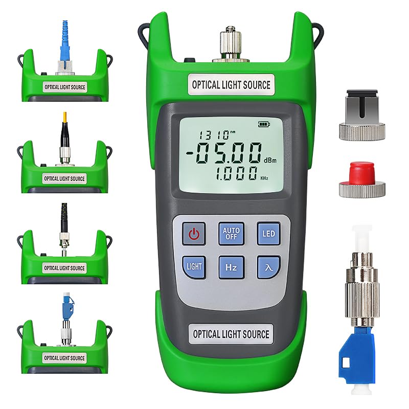 [Australia - AusPower] - A-D1315 Optical Light Source, Optical Fiber Tester Single Mode Dual Wavelength 1310nm 1550nm 270Hz 1000Hz 2000Hz SC/FC/ST/LC Interface Fiber Optic Light Source with LED Lighting with LC Adapter 