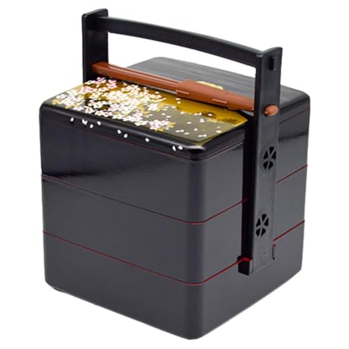 Luxshiny Sushi Box 3 Layer Bento Box with Spill Proof Lid Japanese Bento Picnic Container for Sushi Storage Lunch Travel and Grain or Cereal Storage 7.87 X 6.10 X 6.10 in