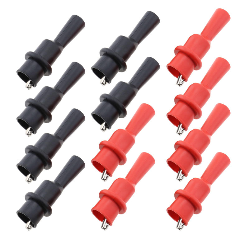 [Australia - AusPower] - 12PCS Multimeter Silicone Insulated Alligator Clips Set Including Red/Black Each 6 with 2mm Socket for Laboratory Electric Testing Work Cable Lead Clip 