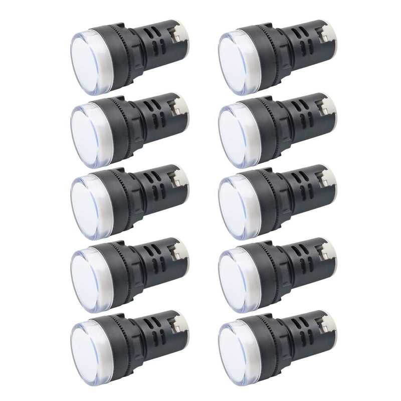 [Australia - AusPower] - 12V 20mA Energy Saving Indicator Light Mounting Hole Size 22mm (7/8 Inch) 10 Pcs (White) 