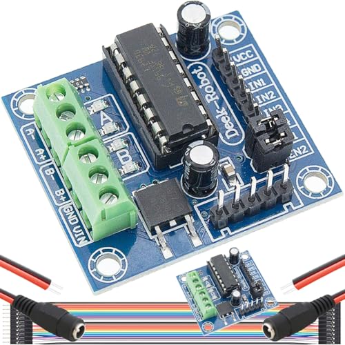 Motor Driver L293D 4 Channel Mini Motor Drive Expansion Board Motor Forward and Reverse Control PWM Speed Control DC 4.5V-36V with DC Socket Cable DuPont Cable, Pack of 2