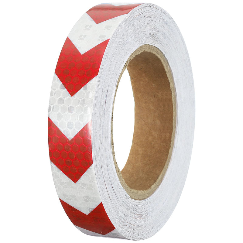 PATIKIL Reflective Tape, 1 Inch x 66 FT Waterproof Self Adhesive High Visibility Safety Warning Arrow Tape Outdoor Reflectors for Trucks Trailers Cars, White Red 1 Inch x 66 Feet