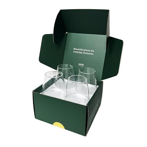 The Everyday Cup, Set of 4 - Versatile Crystal-Clear Glass Cups Made for Special Drinks, Juices, Water and More - Sustainably Produced and Packaged