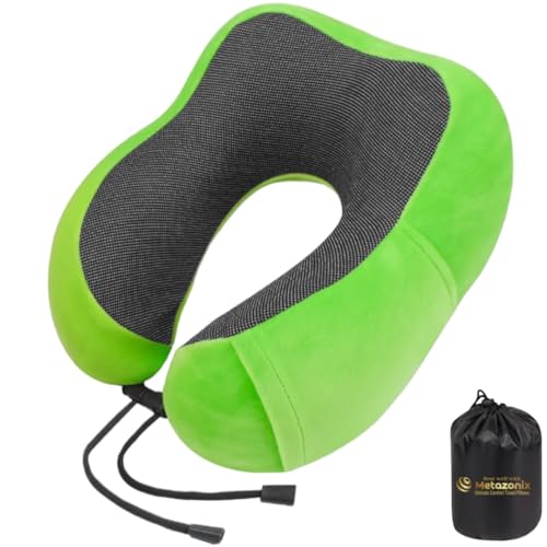 Travel Pillows for Airplane - Neck Pillow Airplane and Car Use - Soft Comfortable Memory Foam Travel Neck Pillow - Travel Essentials for Women and Men (Fruit Green) Fruit Green