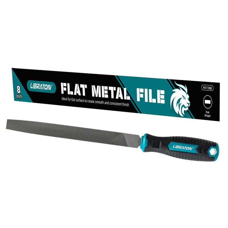 LIBRATON 200mm Flat File for Metal Metal File Tool | File carbon steel, hand file metal, metalworking, wood, plastic, flat file for refining, shaping and scraping 200 mm flat file