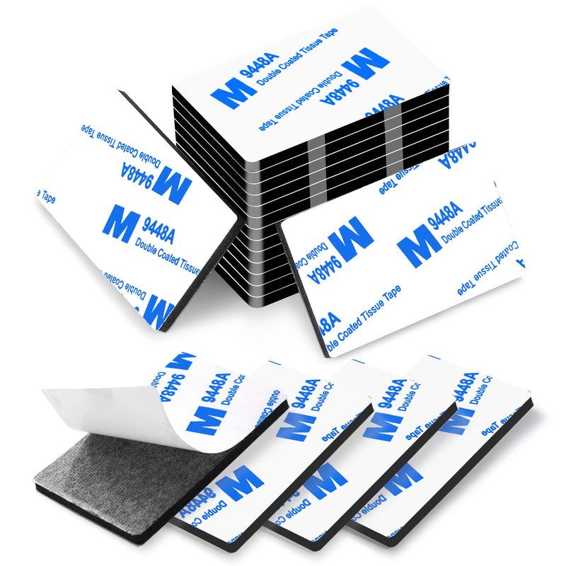 Double Sided Adhesive Pads,Heavy Duty Mounting Tape,48Pcs 3mm Thickness Pre-Cut Foam Tape,Super-Sticky Black Strong Pads Rectangle Shape Waterproof for Walls Picture, Car, Home, Office 1.97x1.18 48